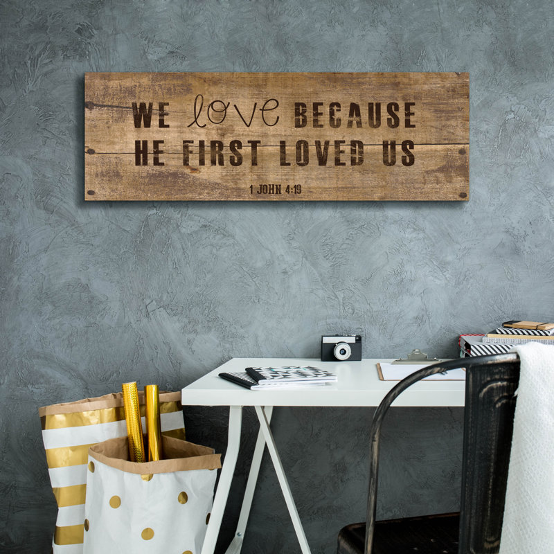 'John 4.19' by Erin Clark Canvas Wall Art, 12" H x 36" W x 0.75" D