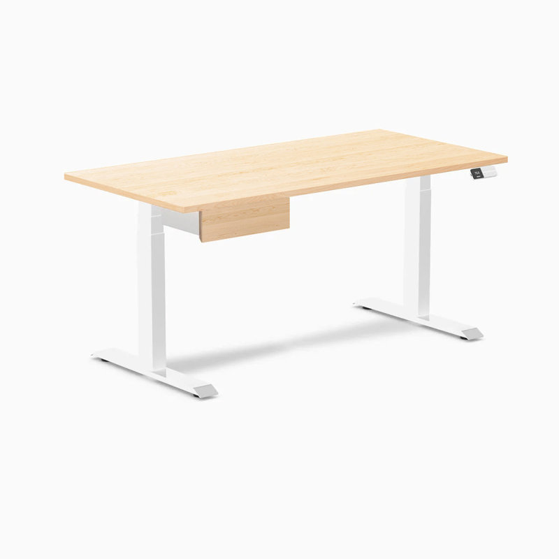 Medina Adjustable Height Solid Wood Steel Standing Desk, Maple / White