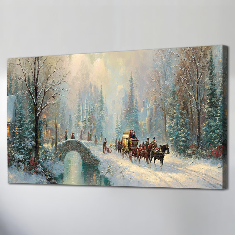 Art de Noël sur toile transport d'hiver, H 12 po x l 24 po