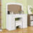 Luxurious Makeup Vanity with Hollywood Lights, 3 Color Modes, Cushioned Stool & 9 Drawers