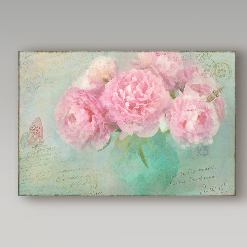 « pivoines paris rétro », reproduction d’impression sur toile tendue, 16 po x 24 po