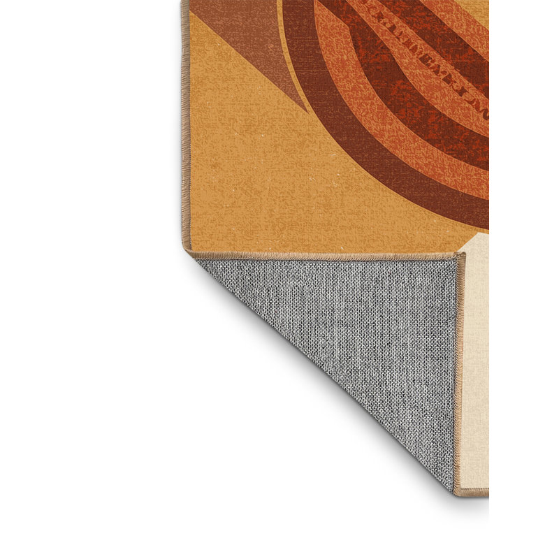 Machine Washable Olney Shawarma Wrap Global Inspired Block Print Rug in Brown – LightBrown Binding, 2x4