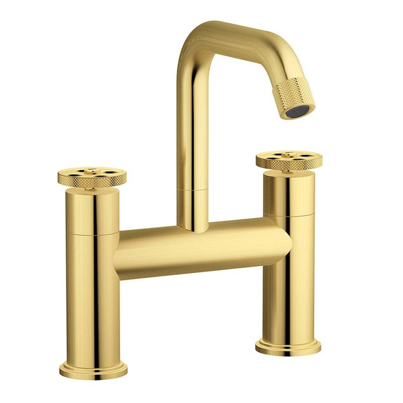 Robin 2 Handle Deck Bath Shower Mixer Bath Filler, Brushed Gold