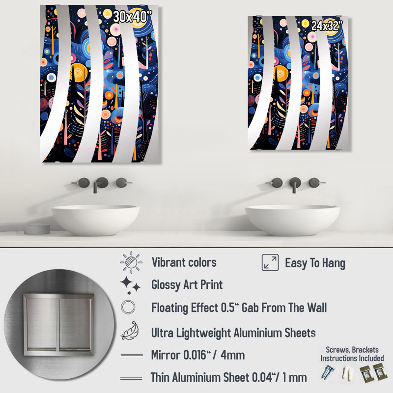 Miroir mural Meluges - Abstract Botanicals MIR137286, 32 po x 24 po