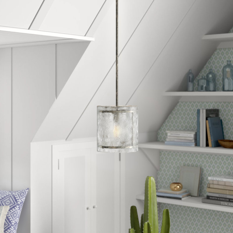 Ferris 1 - Light Mottled Silver Single Pendant