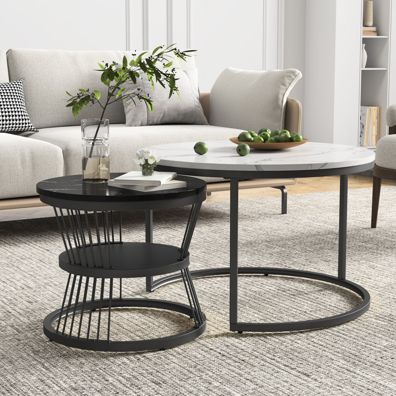 Coffee Table with Storage, White/Black, Black