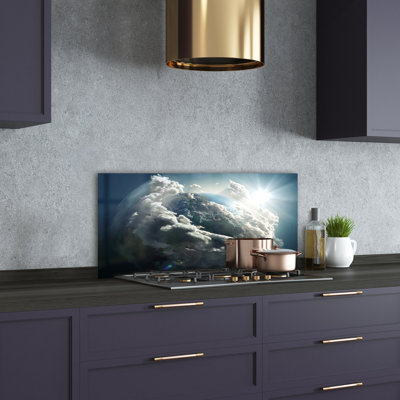 Alfrida Universe And Science Fiction - Blue - Planet Earth - No Frame Print on Glass