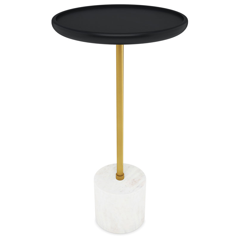  Table de bout ronde industrielle en fer noir 23 po