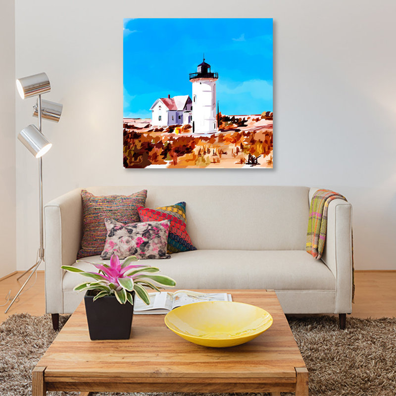« phare scène vii », impression sur toile, H 12 po x l 12 po x P 0,75 po, Pas de tapis, Toile tendue