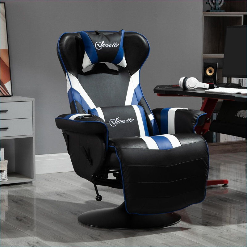 Fauteuil inclinable compact de jeu de course monoplace, similicuir noir profond avec repose-pieds extensible pour les salles de jeux