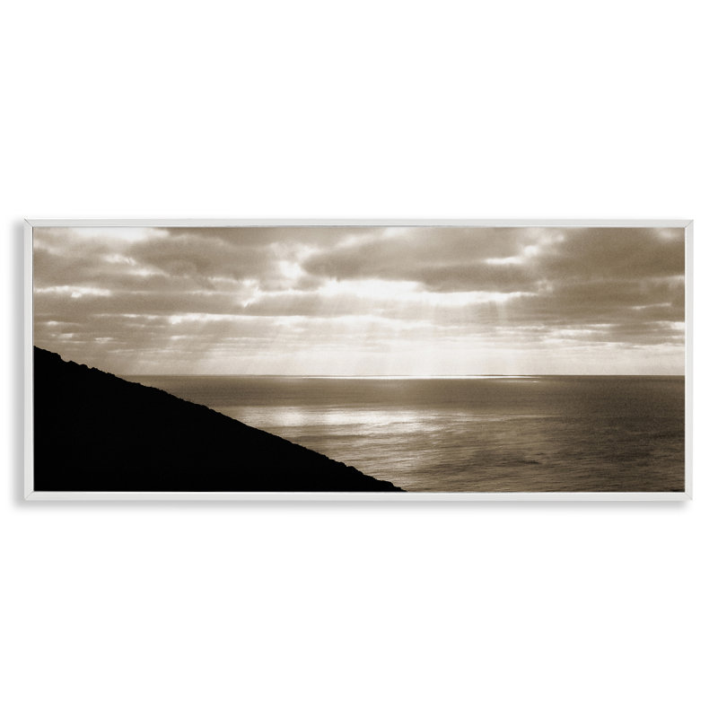 Sépia sur la plage, estampe numérique par Noah Bay bf-325, Estampe numérique encadrée blanc bord de mer, H 13 po x l 30 po