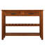 Buffet Mid-Century en bois massif brun avec 2 tiroirs et tablettes de rangement, idéal pour le salon, le hall d'entrée, la console de 42 po et le bureau de la chambre à coucher