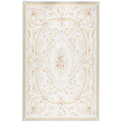 Tapis ivoire et ivoire noué à la main de haute qualité