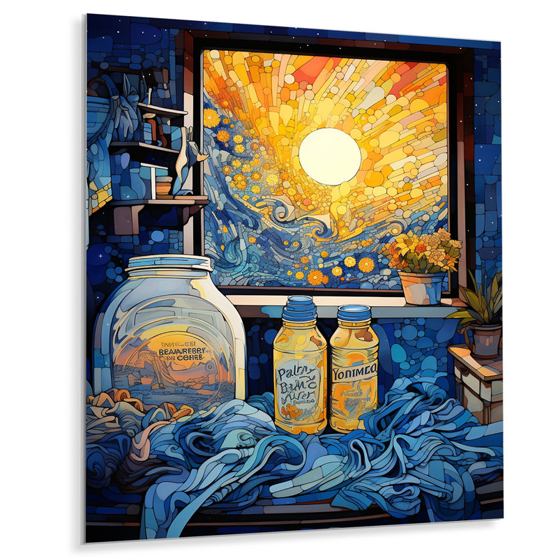 Détergent à lessive bleu et jaune II - Art mural en métal, H 20 po x l 12 po x P 1 po