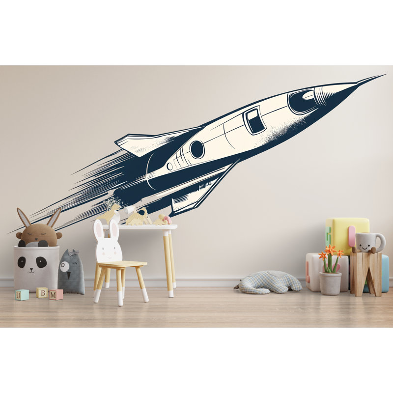 Décalcomanie murale fusée espace minimal pour chambre d'enfant, décoration murale pour enfants 464Mv, H 95 po x l 50 po