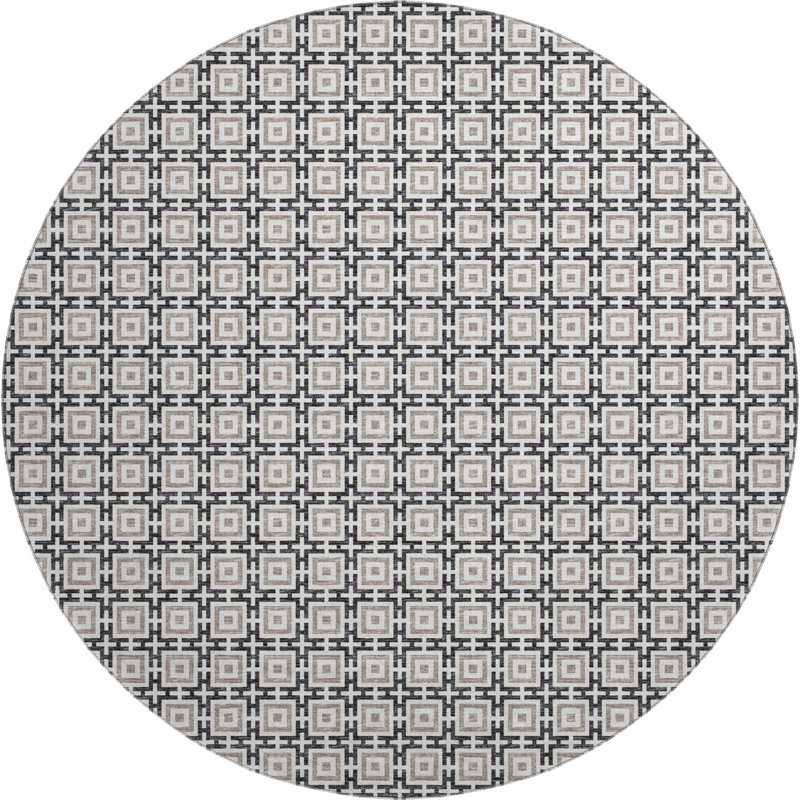 Premium Machine Washable Paullette AMF139 Black Rug, Round 8' 
