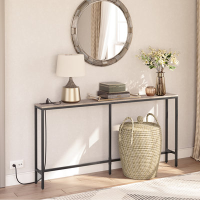 Console Table with Power Outlet Narrow Entryway Table
