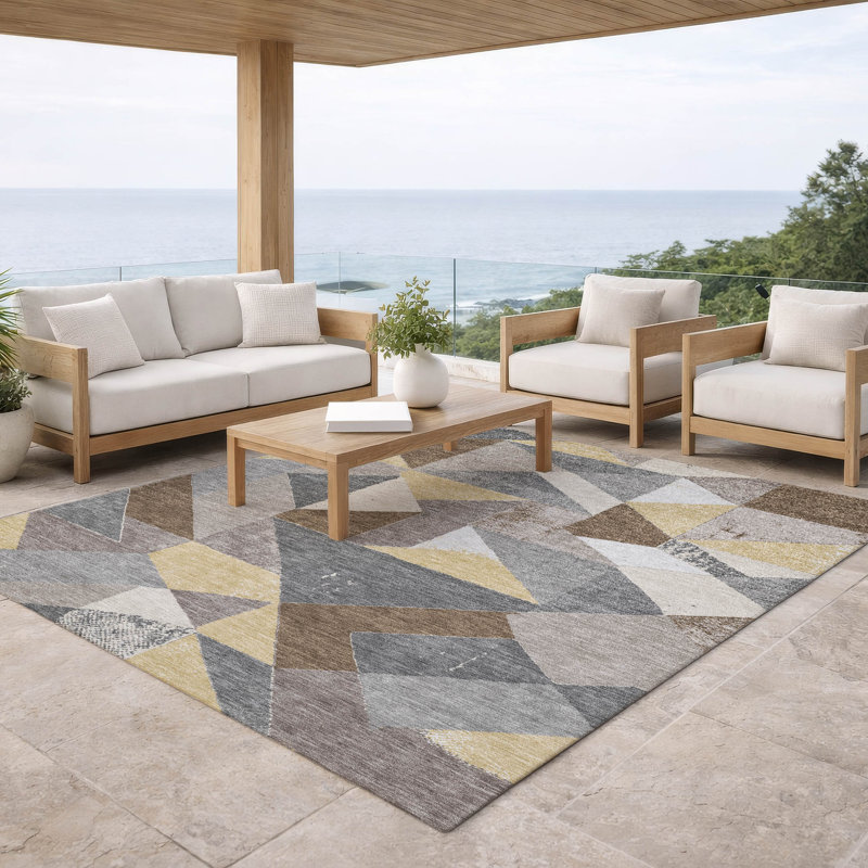 Machine Washable Indoor/Outdoor Chantille ACN2906 Geometric Rug, Mocha, 3' x 5'