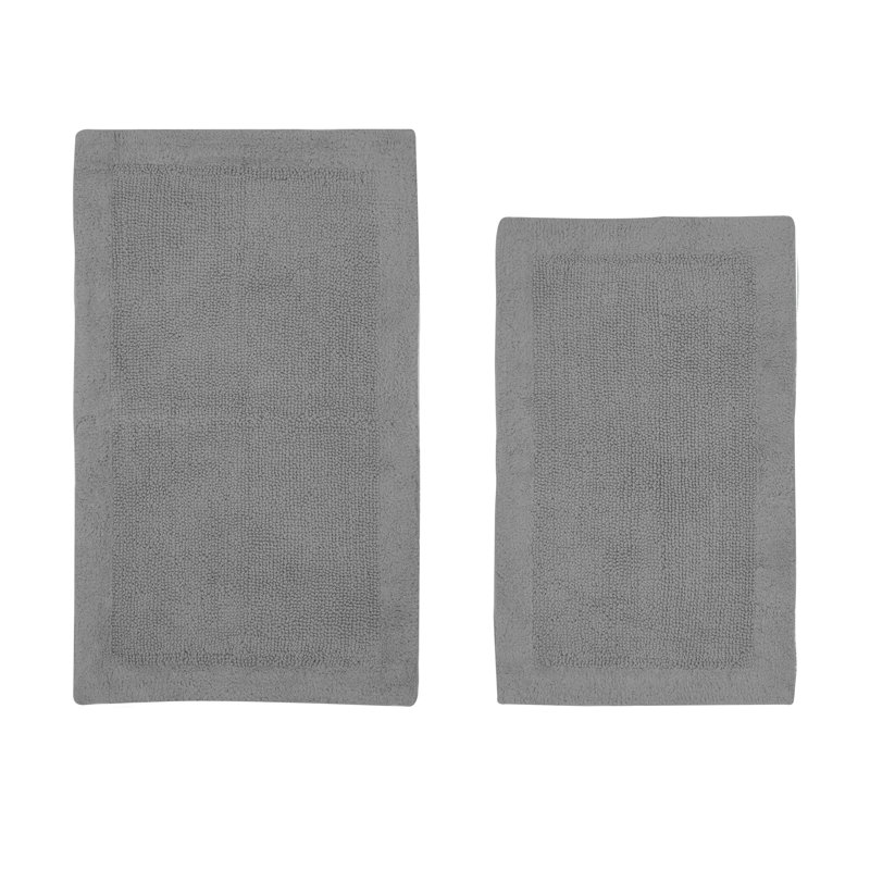 Moriceau 100% Cotton 2370 GSM Tufted Reversible 2-Piece Bath Rug Set – Ultra Soft, Highly Absorbent, Machine Washable, OEKO-TEX Certified, Ideal for Shower, Bathtub & Vanity, Gray