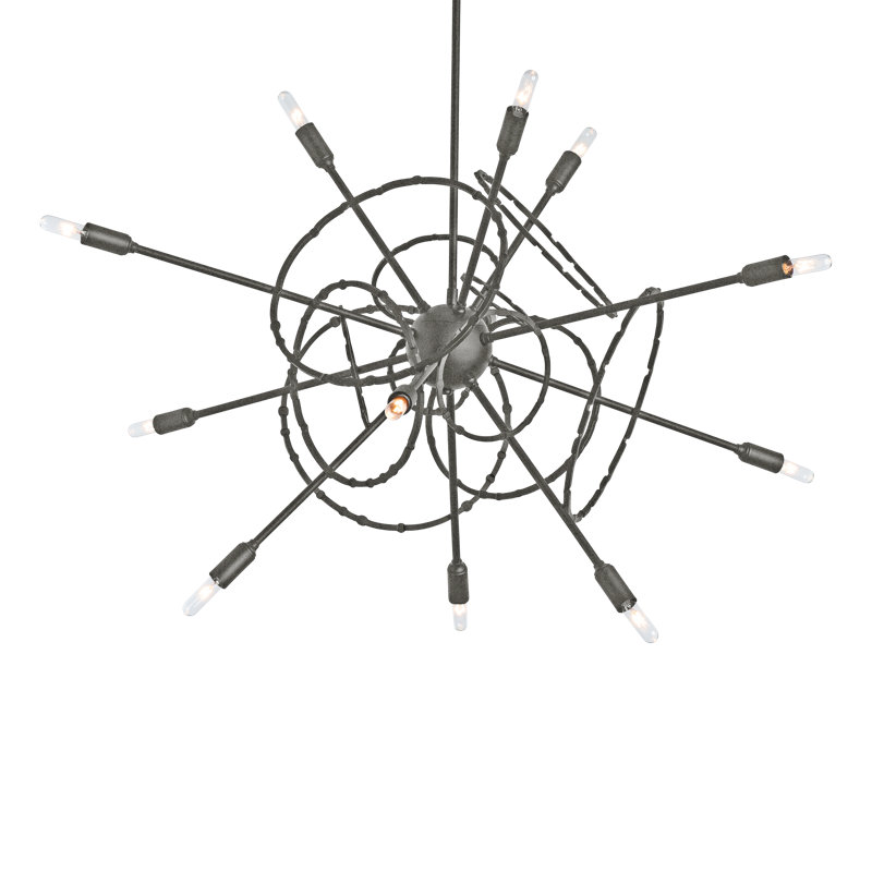 Olympus 12 - Light Sputnik Sphere Chandelier, Natural Iron