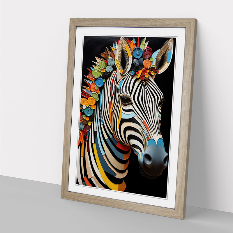 Zebra Orphism - Framed Print, 34cm H x 25cm W x 2cm D, Oak 