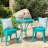 Metal Bistro 3 Piece, Teal, 30" High Table, 18" Seat H Chairs, Water-, Powder Coating, Long-Lasting, Coated Iron-1484579183