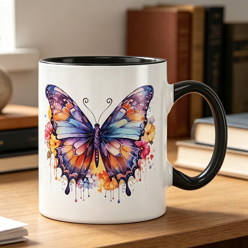 Charming Butterfly Ceramic Mug, Perfect for Coffee & Water, Unique Gift Idea for Friends.