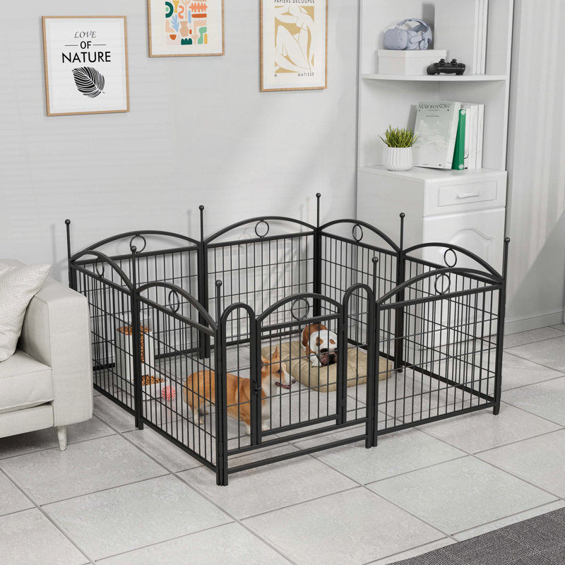 Parc pour chien 8 panneaux avec porte en métal