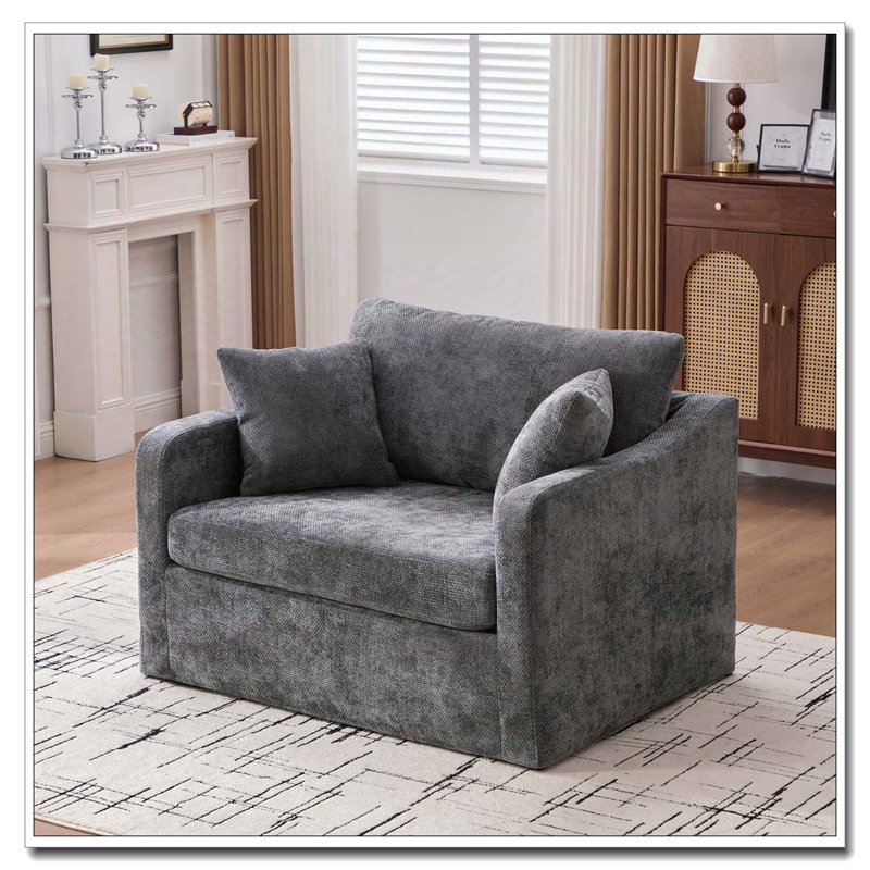 Fauteuil d'appoint en chenille, Gris anthracite, Non