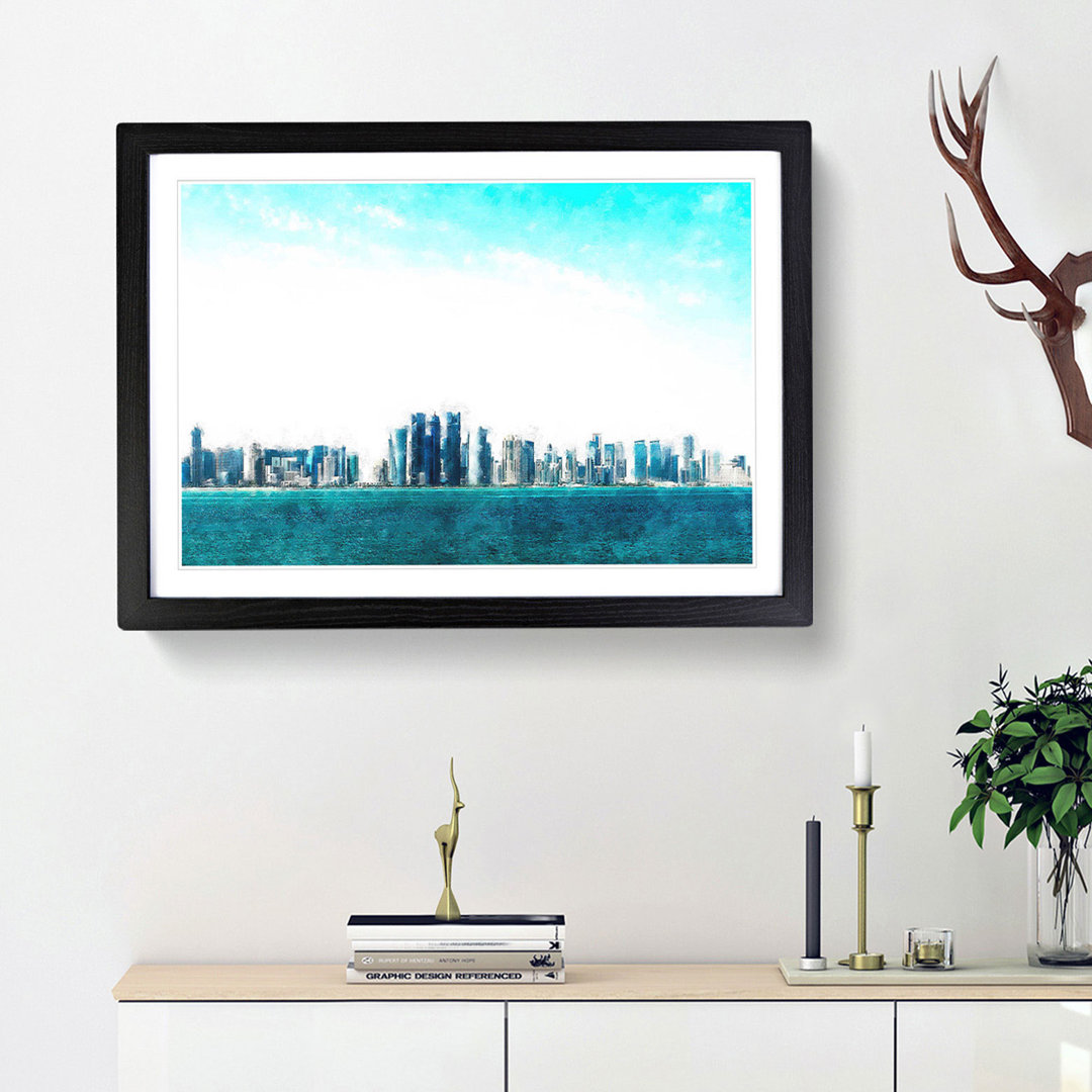 Skyline of Doha in Qatar - Picture Frame Painting Print