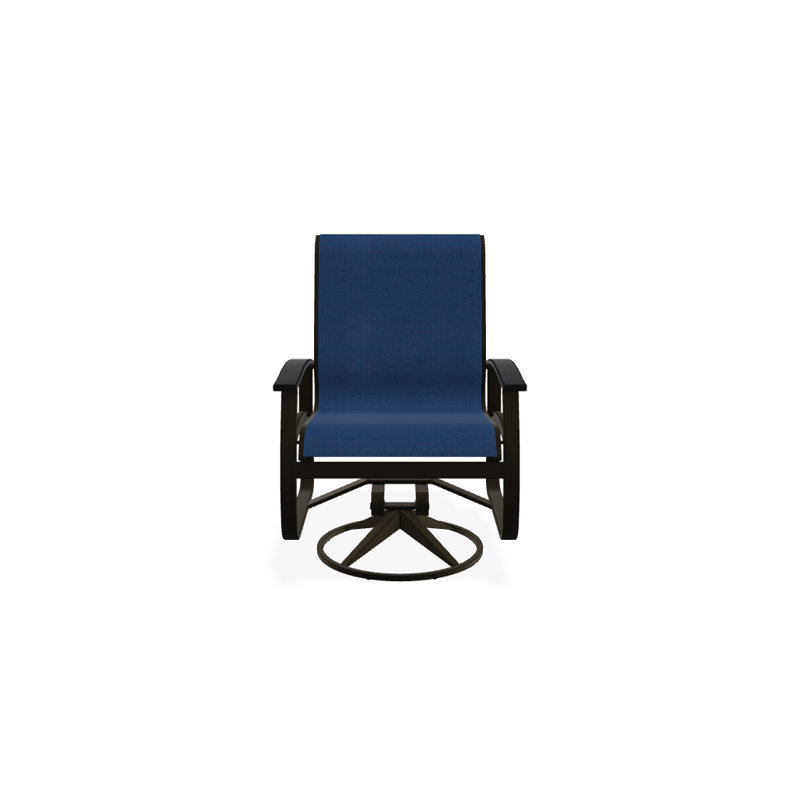 Chaise de patio pivotante Askar, Cobalt 35D Sunbrella®, Blanc P50, Bois de plage texturé