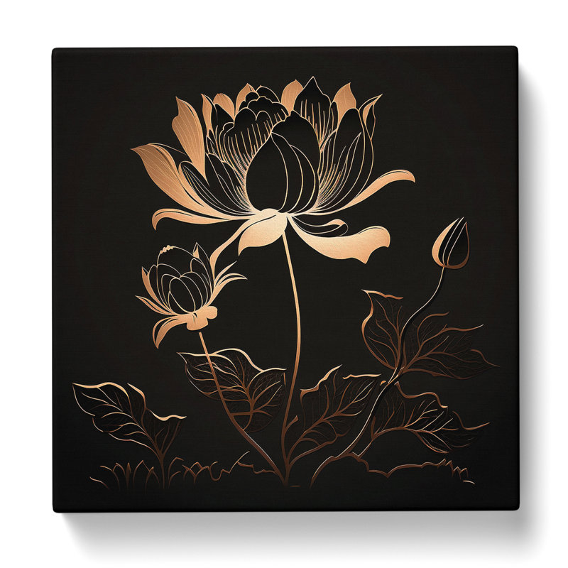 Lotus Flower Silhouette No.1 - No Frame Print, 35cm H x 35cm W x 3cm D
