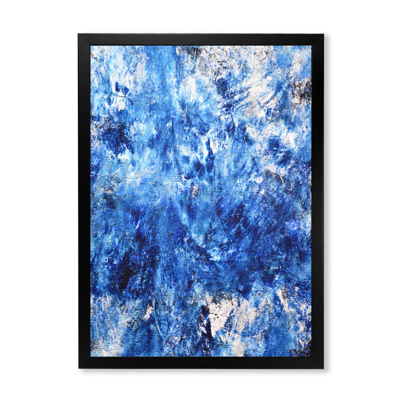 Art moderne gris et bleu II 2FDP47729, Cadre noir, H 32 po x l 16 po x P 1 po