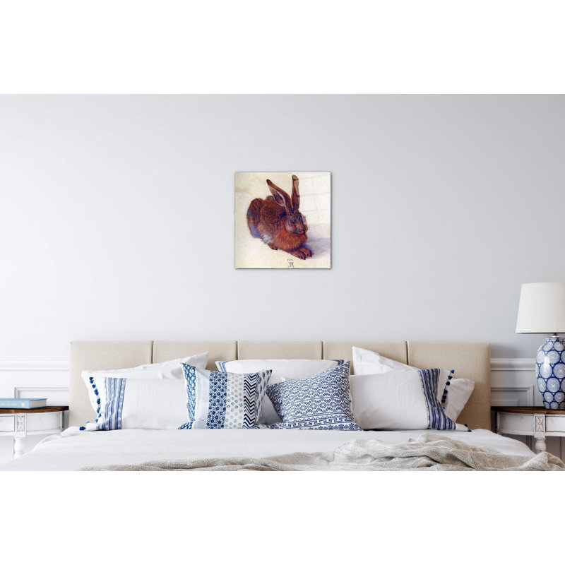 Field hare by Albrecht D 58x58 Cm Frameless Panel Lightweight Ready to Hang, CrystalArt