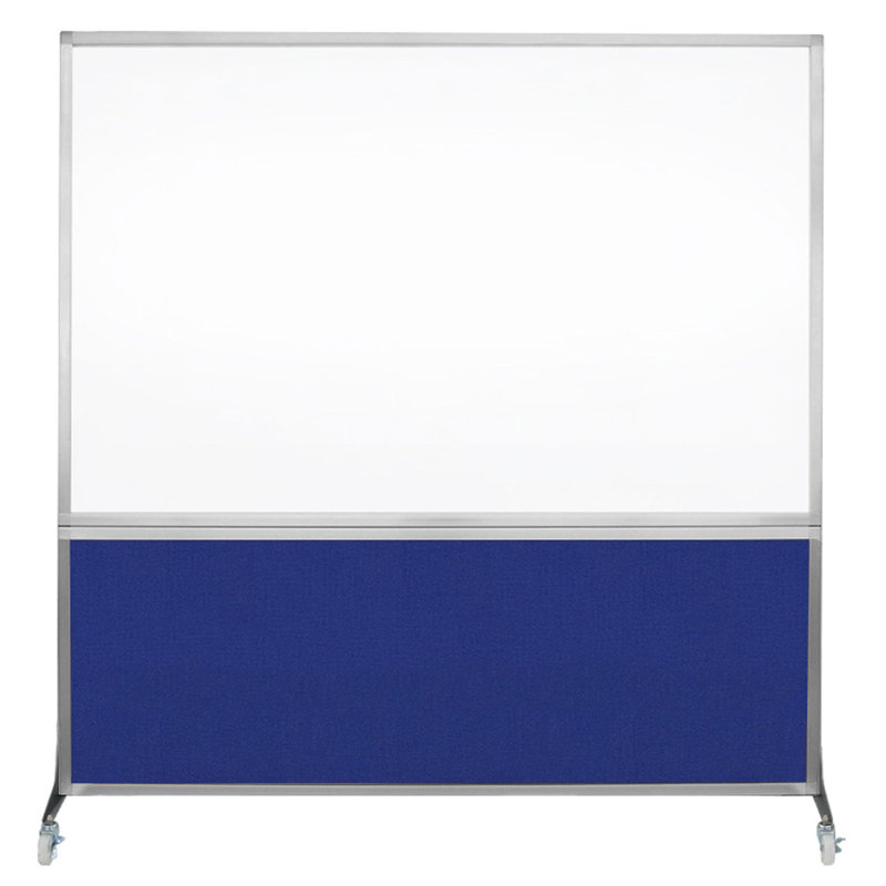 Tableau blanc mobile 6 'de haut DivideWrite, Bleu royal, H 72 po x l 72 po, Argent