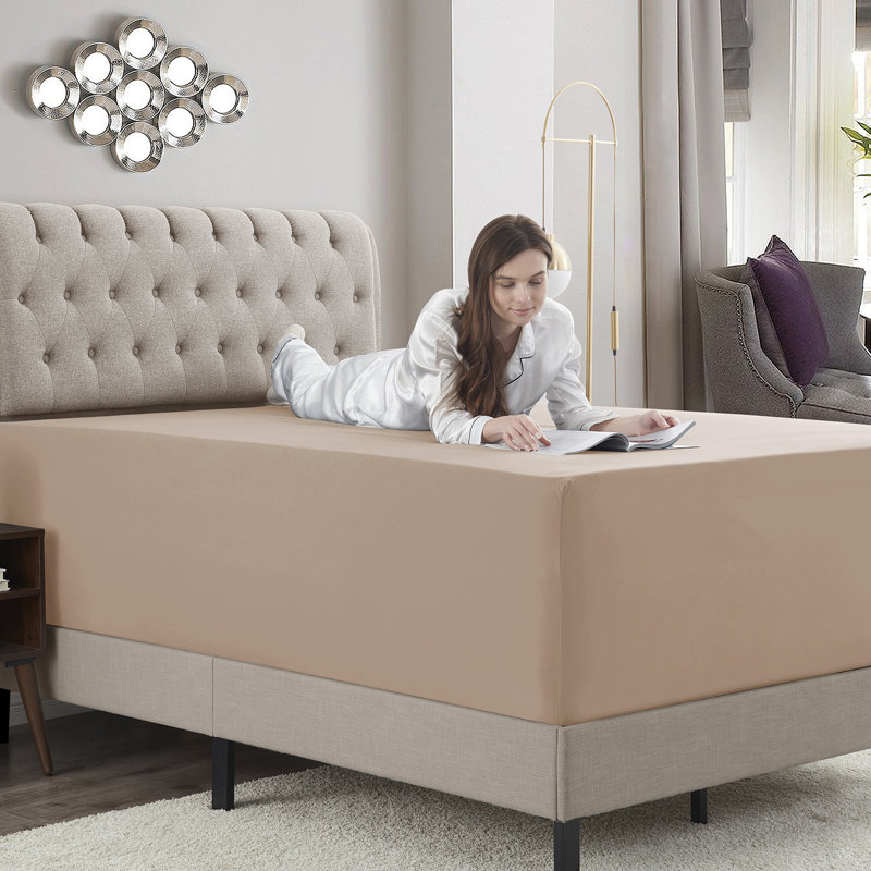 Drap-housse uni Empyrean Bedding, Taupe foncé, Drap-housse pour lit simple TG