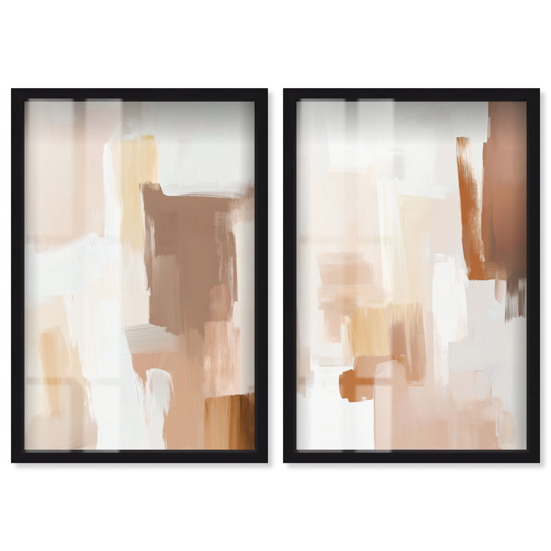 «Neutral Harmony Set Minimalist Shadowbox Print» par Art Remedy, Noir, H 17 po x l 24 po