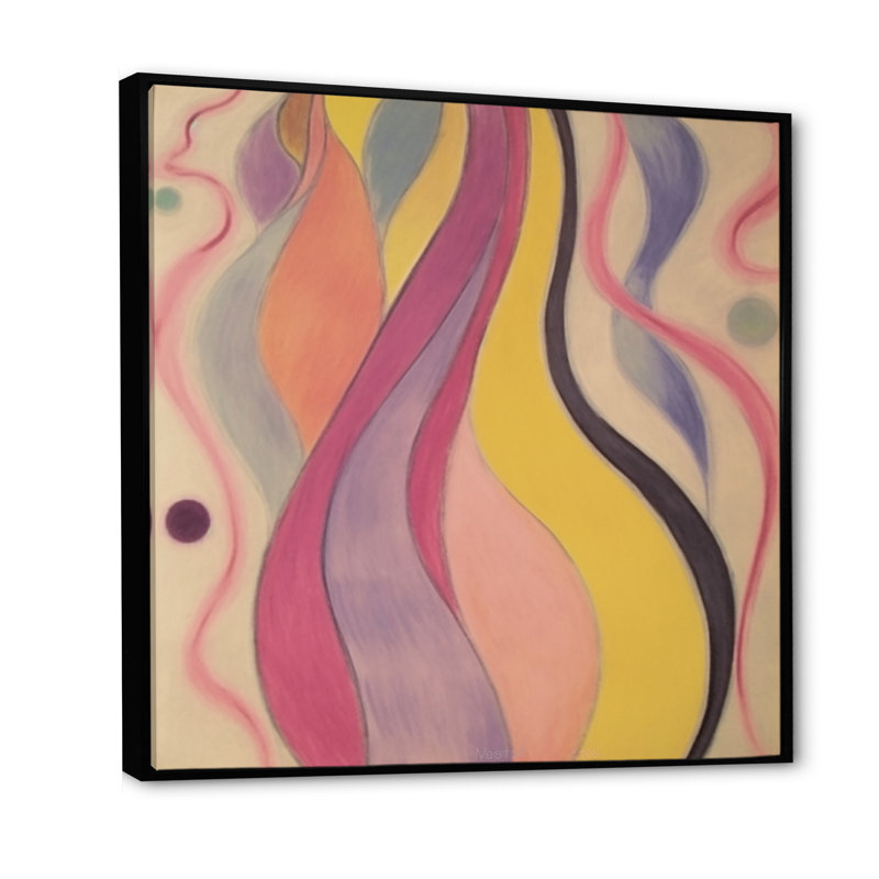 «Shadow Dance» jaune et rose, Illustration rétro I, reproduction d'art sur toile, H 30 po x l 30 po x P 1 po