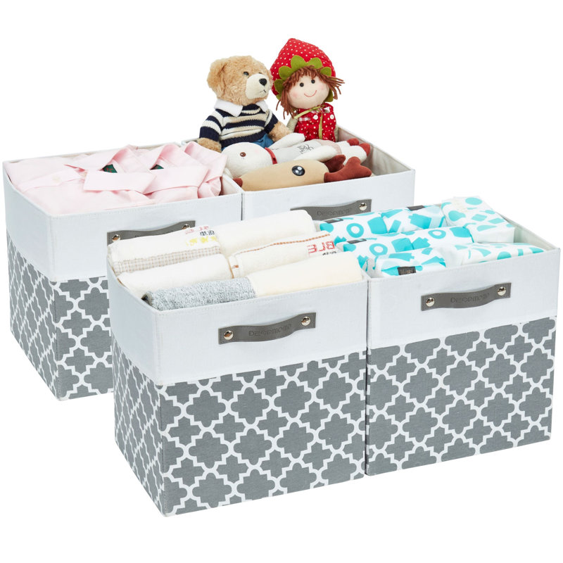 Ensemble de bacs en tissu robuste, H 12 po x l 12 po x P 12 po, Noir / blanc