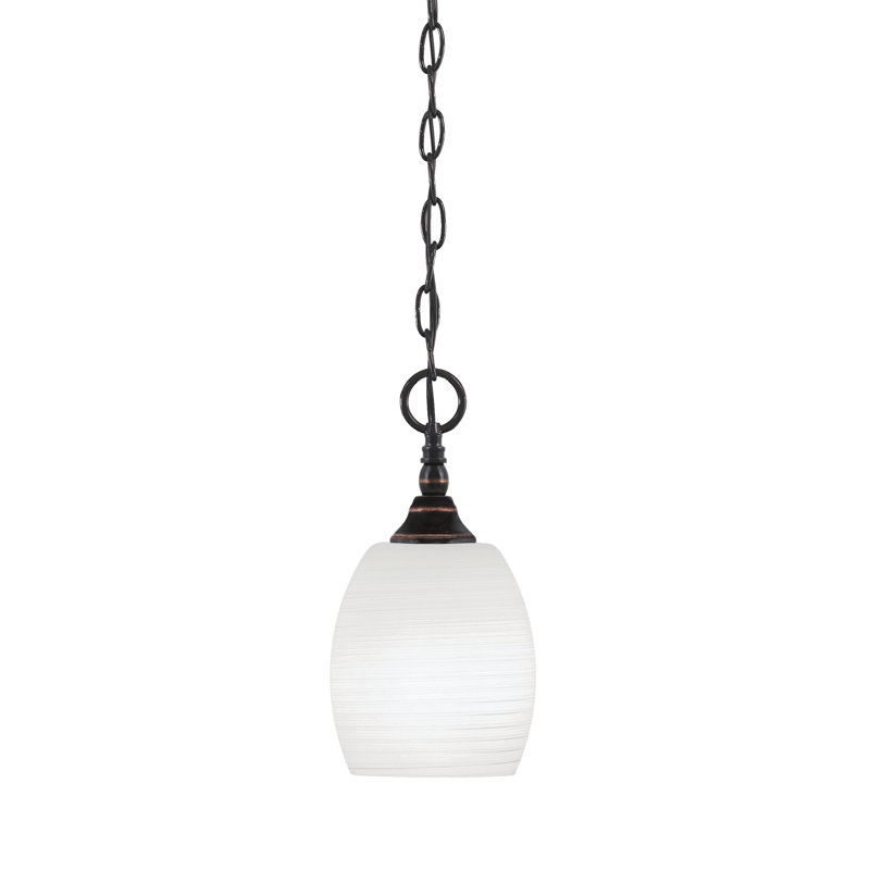 Mini-luminaire suspendu en chaîne avec verre, Cuivre / noir