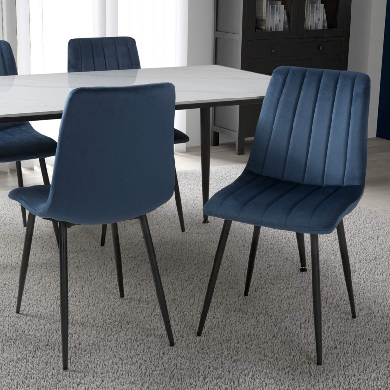 Raskin 49cm H Velvet Upholstered Side Chair, Blue