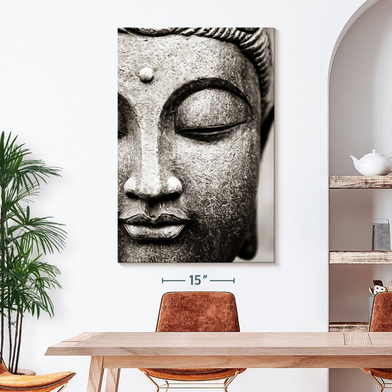 «Meditating Buddha Face», reproduction sur toile, H 48 po x l 32 po x P 1,25 po