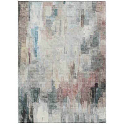 Machine Washable Indoor/Outdoor Chantille ACN2668 Abstract Rug