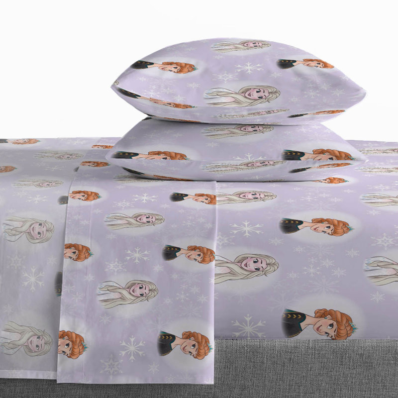 Saturday Park Disney Frozen Watercolor 100% Organic Cotton Sheet Set, Queen Sheet Set with 2 Pillowcases