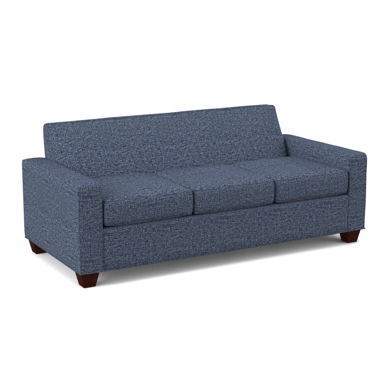 Avery 80" Square Arm Sofa with Reversible Cushions, Empire Mahogany, Connelly Blue Jay