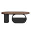 Table basse ovale de luxe industrielle, table basse de 47,24 po avec tiroir de rangement, centre de table en métal noir