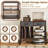 Large Record Player Stand with Charging Station, 2 Fabric Drawers, Adjustable Shelf Rustic Brown & Gray