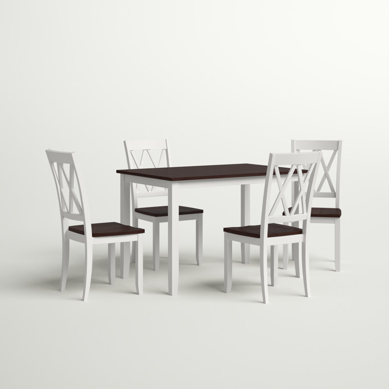 Ensemble de salle à manger 5 pièces Kirkendall, Blanc, Brun / blanc
