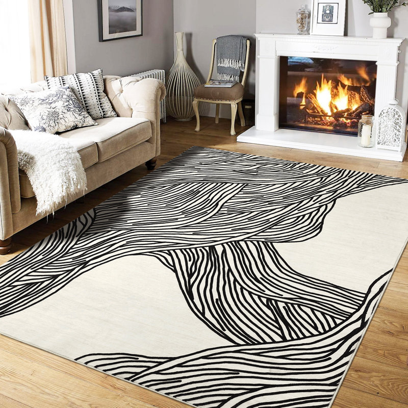 Jawairia Washable Abstract Indoor Rug, Rectangle 5' x 7'
