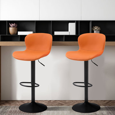 Swivel Upholstered Adjustable Height Counter Stool with Metal Frame